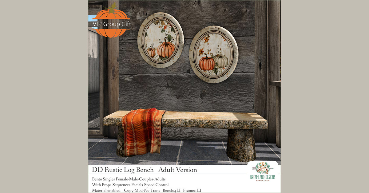 VIP Group Gift Rustic Log Bench at Dreamland Designs