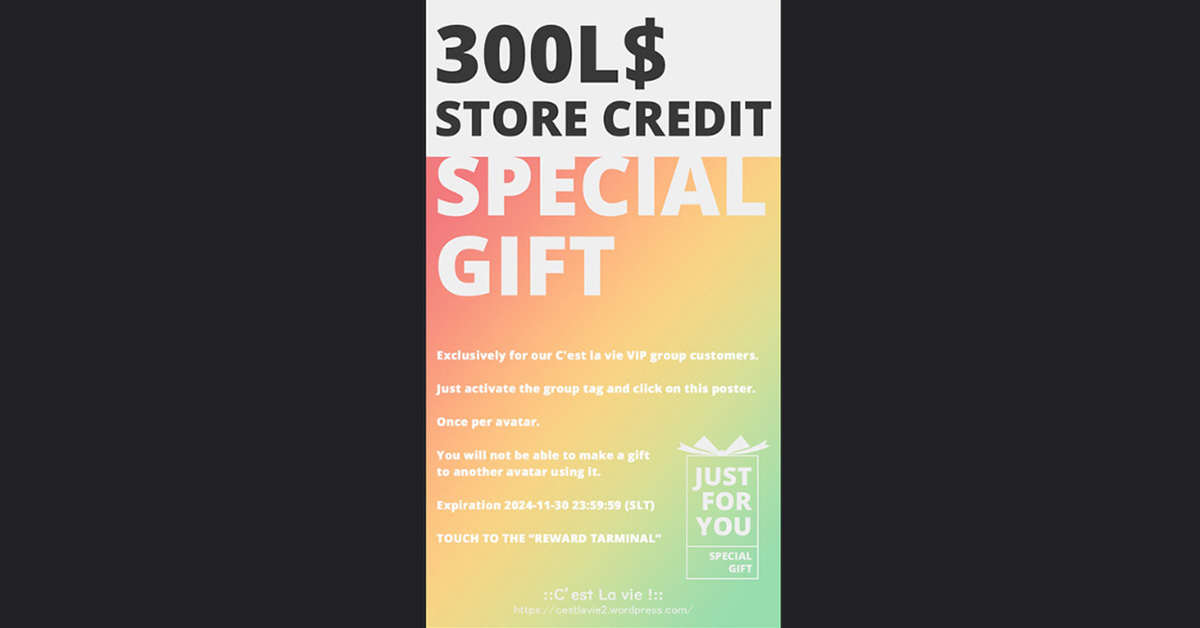 300L VIP Group Store Credit at C’est La Vie