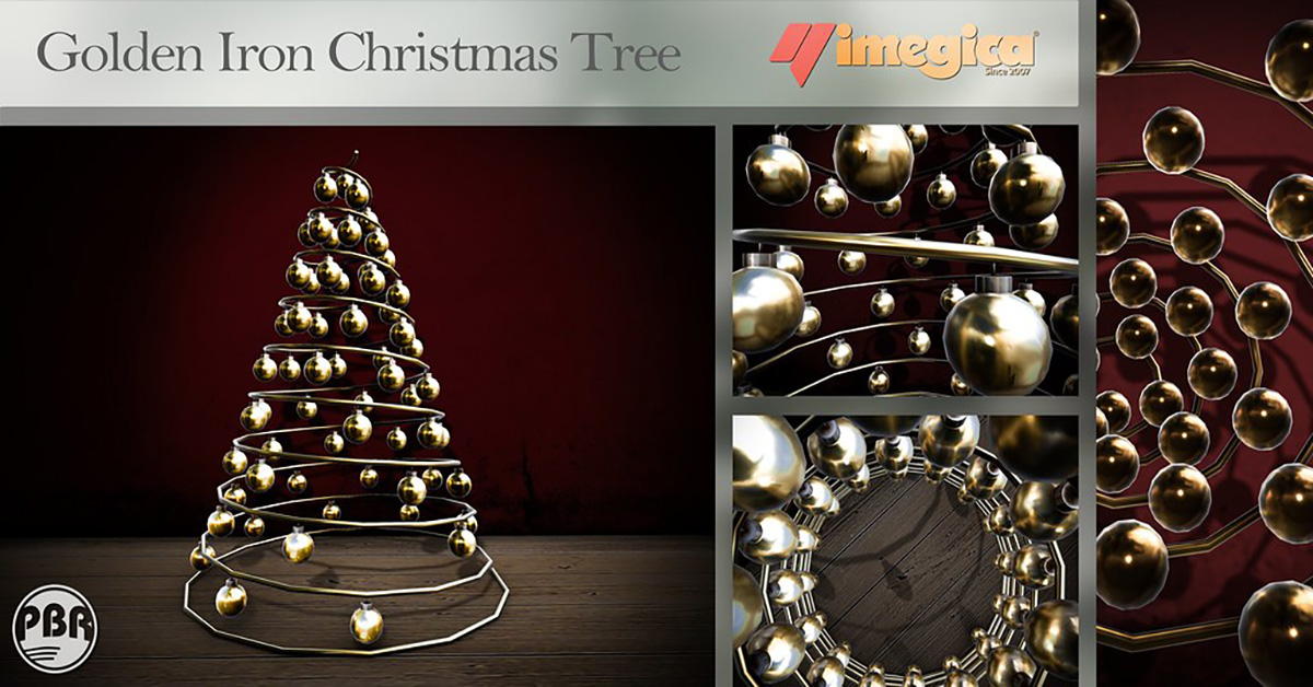 Group Gift Golden Iron Christmas Tree at Imegica