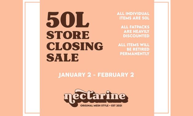 Nectarine Store Closing Sale All Items 50L