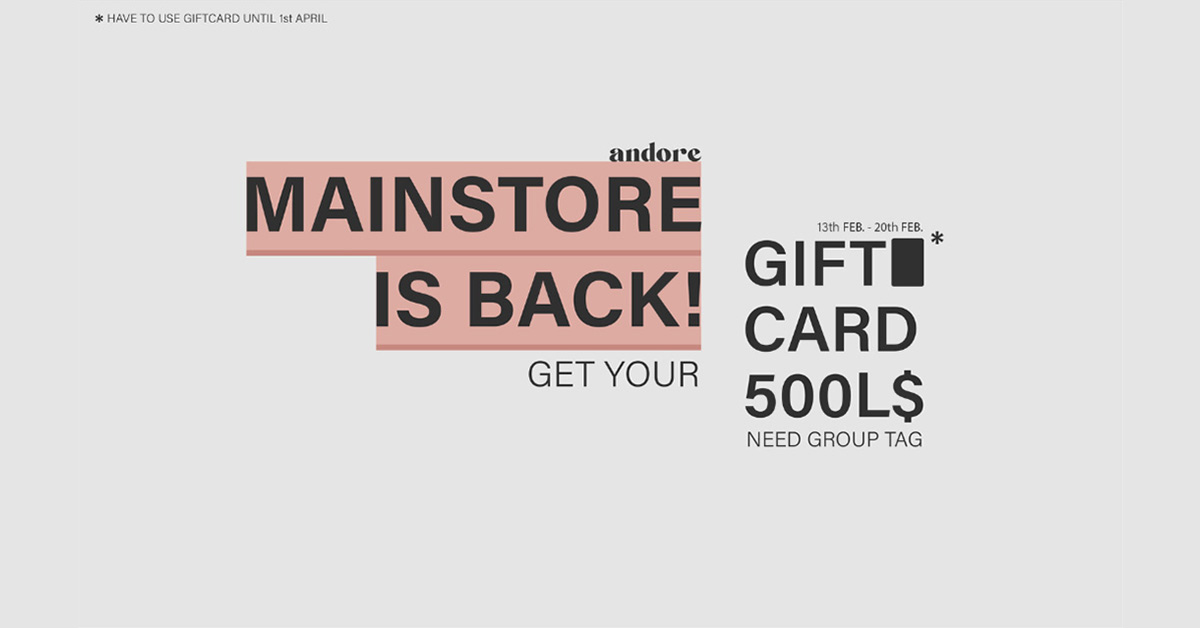 Andore Mainstore Reopening Group Gift 500L Gift Card