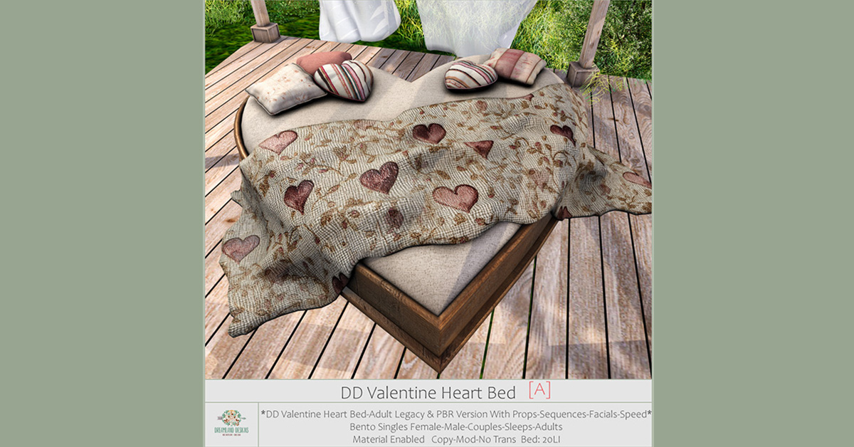 February Group Gift Valentine Heart Bed at Dreamland Designs